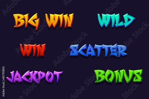Words for slots. Wild, jackpot, win, bonus, and scatter in Chinese style