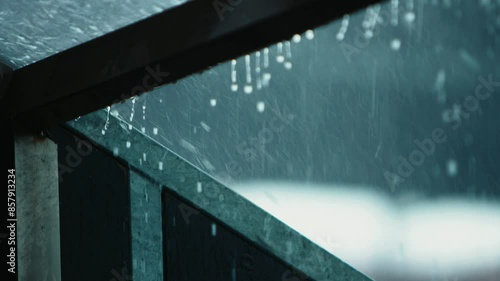 Spectacular shot of heavy rain and hailstorm