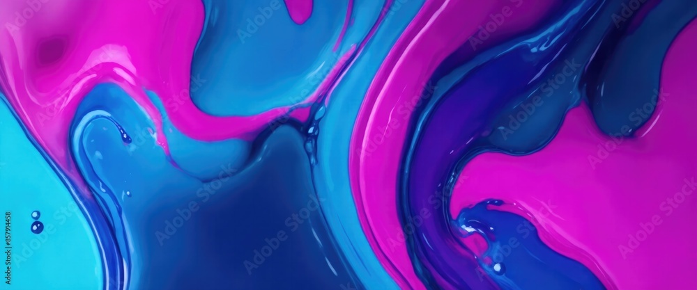 Blue and Magenta, Blue Colors Liquid Paints Blue and Magenta, Blue Colors Liquid Paints