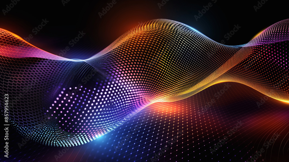 A vibrant abstract digital wave pattern with colorful gradients and dynamic curves, abstract visuals A vibrant abstract digital wave pattern with colorful gradients and dynamic curves, abstract visuals