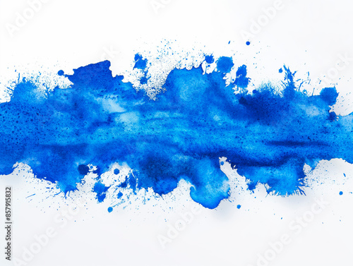 Blue watercolor splash on a white background illustrating a concept of creativity. Generative AI