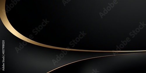 Modern abstract black background with gold line composition