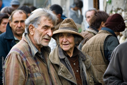 Portrait of an elderly man with a hat on the street. © Iigo