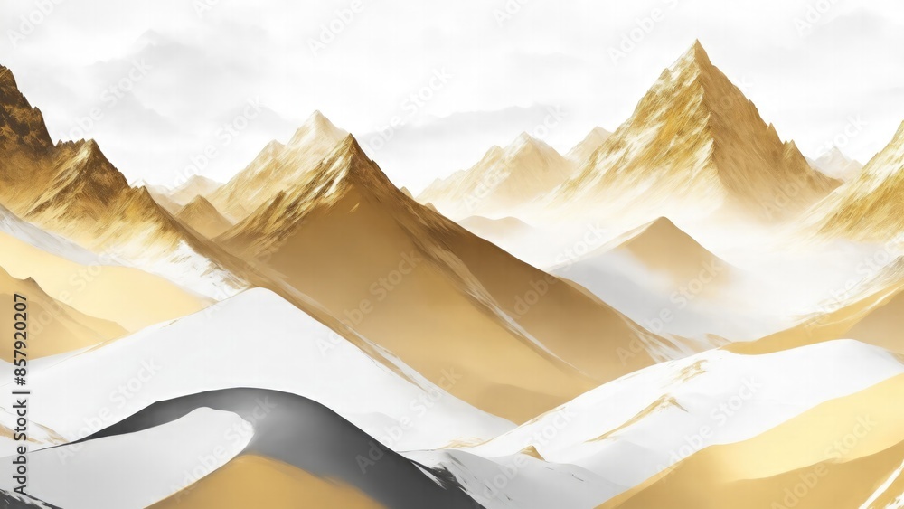 Mountain range illustration in gold colors, abstract art landscape mountain, luxury style for wallpaper, wall art decoration Mountain range illustration in gold colors, abstract art landscape mountain, luxury style for wallpaper, wall art decoration