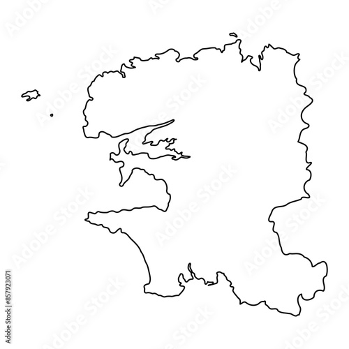 Finistere department map, administrative division of France. Vector illustration.