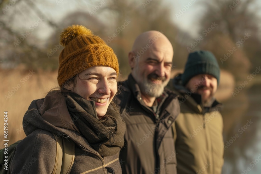 Portrait of a happy senior couple walking in the countryside with their family Portrait of a happy senior couple walking in the countryside with their family