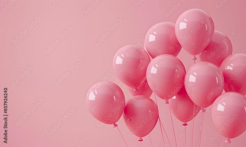 Pink colored balloons on light pink background, Generative AI Pink colored balloons on light pink background, Generative AI