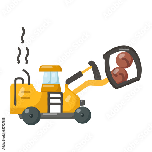 forestry dozers concept, saw mills Forest Logging Bulldozers vector color icon design, timber and lumber Symbol,  forest Deforestation products Sign,mill yard and sawworks stock illustration