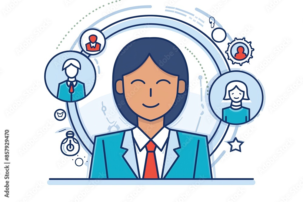 Tech support. Professional. Project manager. Task. Vector illustration of a customer service team members. Work connections. Communication. Co-workers. User. Digital marketing Tech support. Professional. Project manager. Task. Vector illustration of a customer service team members. Work connections. Communication. Co-workers. User. Digital marketing