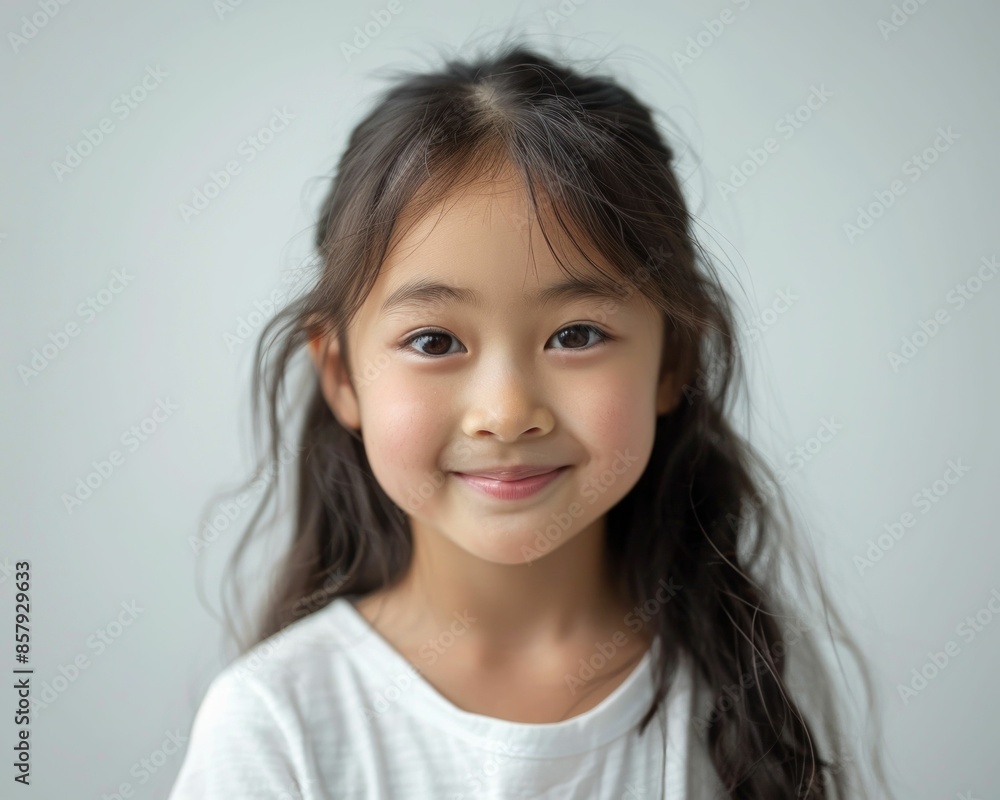 Smiling Young Girl with Long Hair. Generative ai Smiling Young Girl with Long Hair. Generative ai