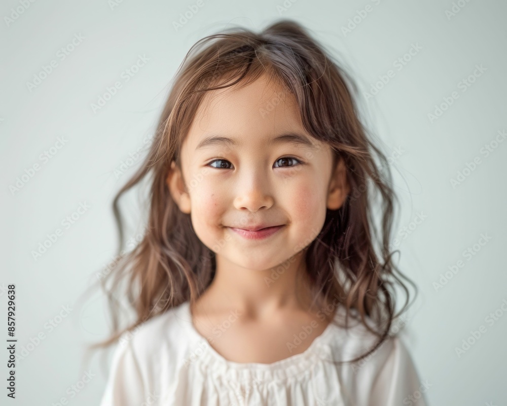 Smiling Young Girl with Long Hair. Generative ai Smiling Young Girl with Long Hair. Generative ai