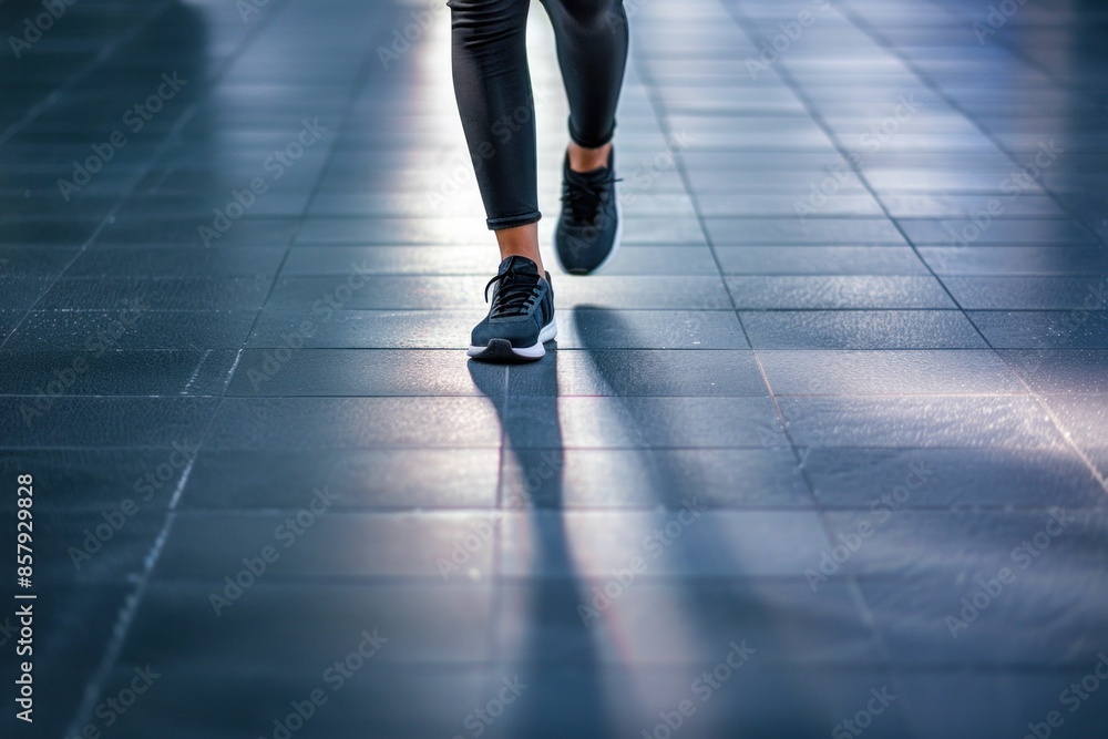 Fototapeta premium Close-Up of Legs Walking in Athletic Shoes. Generative ai