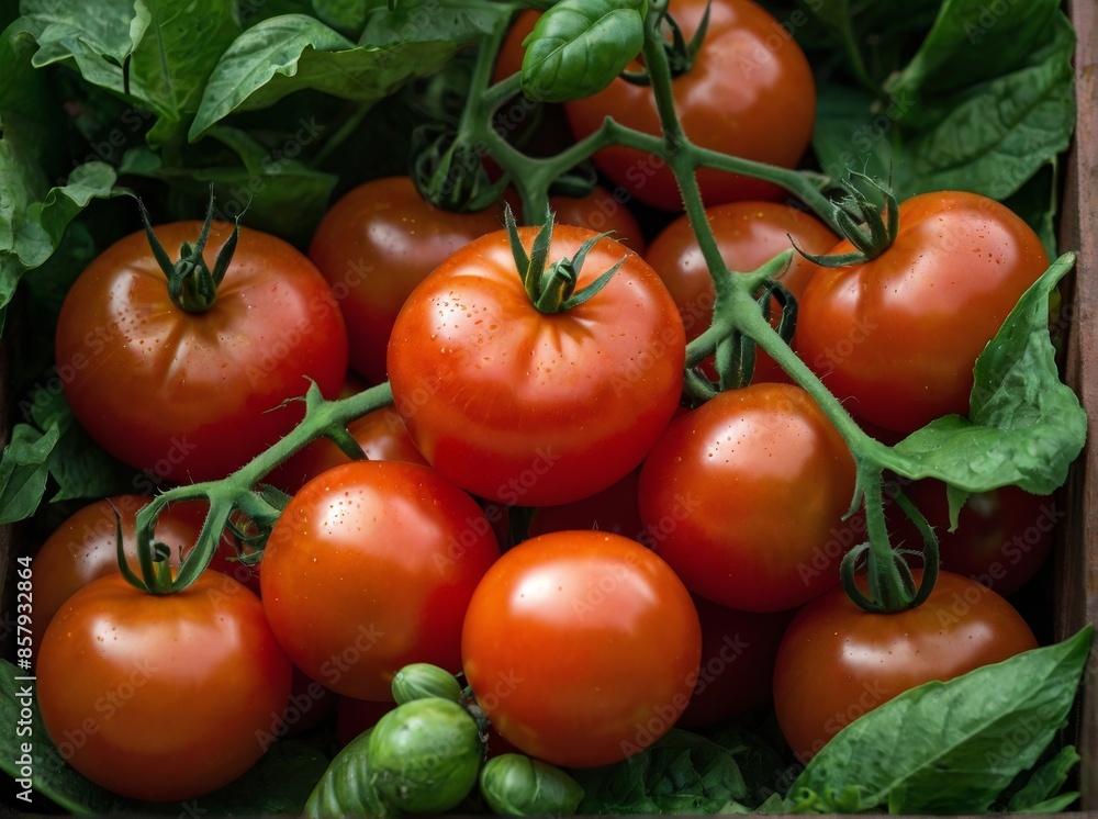 Ripe red tomatoes on the vine Ripe red tomatoes on the vine