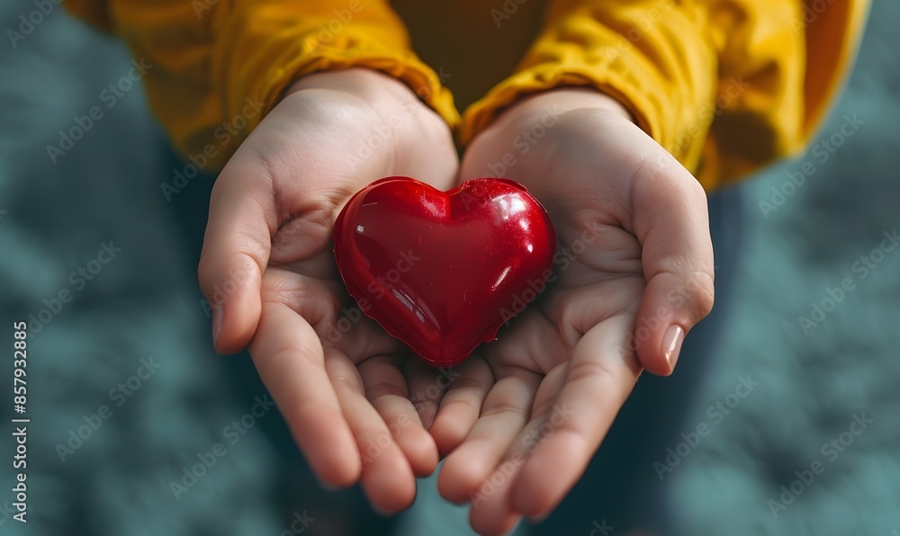 women hands holding red heart, Generative AI women hands holding red heart, Generative AI