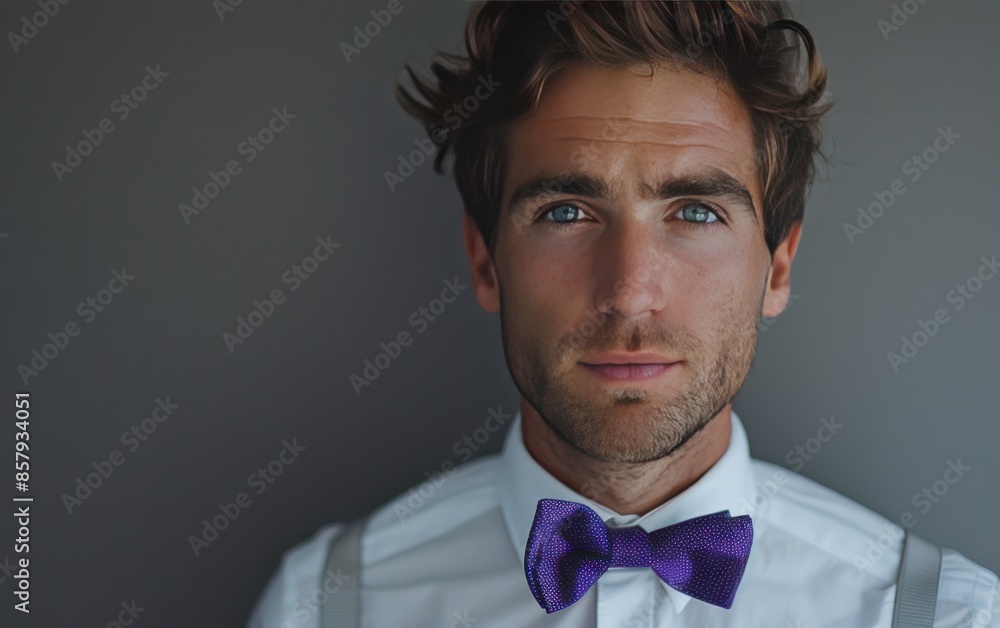 Man Wearing A Purple Bowtie Posing For A Photo Man Wearing A Purple Bowtie Posing For A Photo
