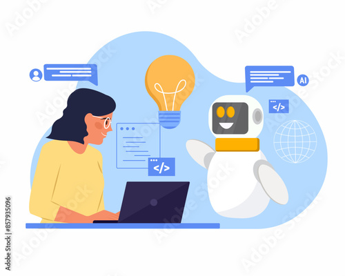 digital chat bot artificial intelligence robot answer questions and generate accurate solution ideas for business 