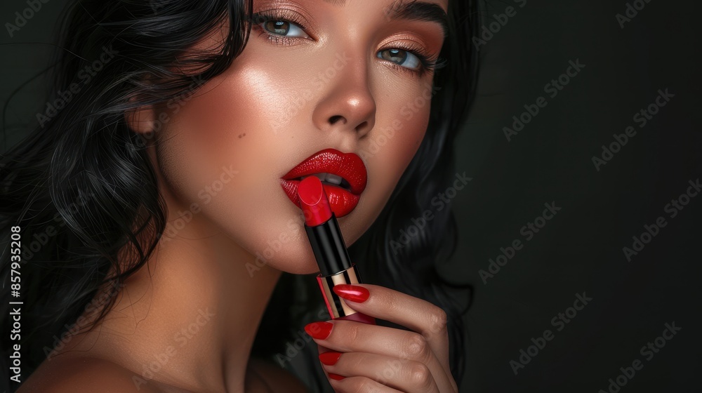 The woman with red lipstick The woman with red lipstick