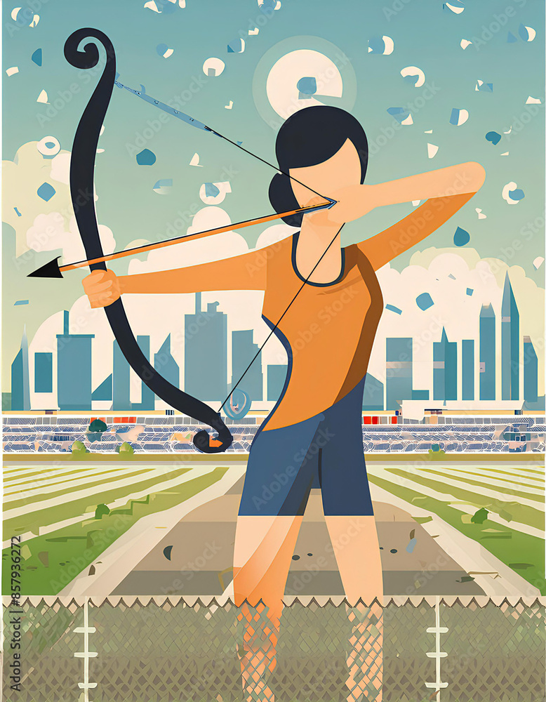 Obraz premium Abstract Archery Illustration for Paris 2024 Olympics