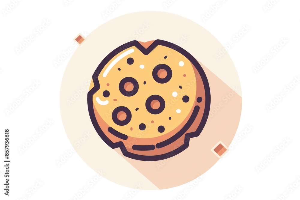 Fototapeta premium A single cookie with a long shadow on a white background