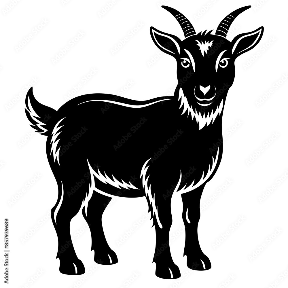 Goat Silhouette Vector for Design Projects on white background Goat Silhouette Vector for Design Projects on white background