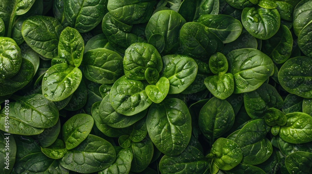 Close-up of Lush Green Spinach Leaves Close-up of Lush Green Spinach Leaves