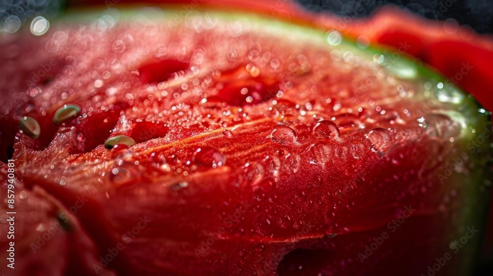 Juicy Watermelon Slice with Fresh Water Droplets