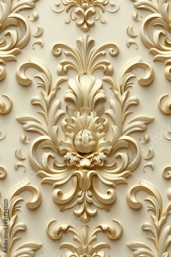 Elegant Ivory Ornamental Wall Relief Design