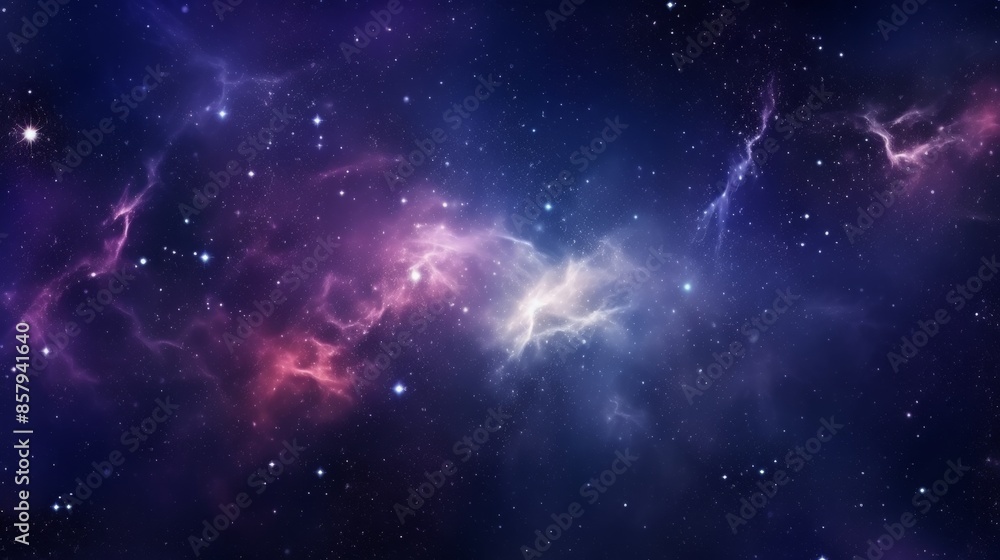 Fototapeta premium Vibrant Cosmic Nebula with Interstellar Clouds in Deep Space