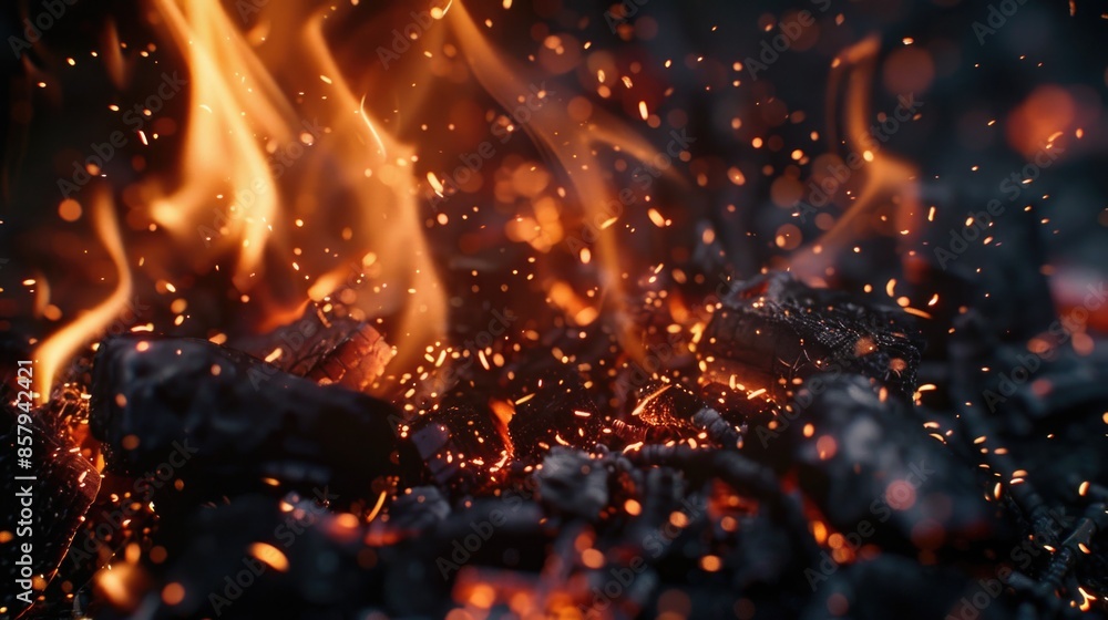 Intense flame with many sparks Intense flame with many sparks