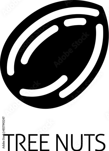 A tree nut such as an almond food stylised icon concept. Possibly an icon for the allergen or allergy.