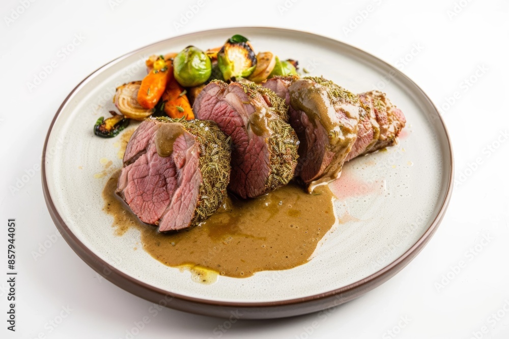 Sumptuous Caraway and Fennel Crusted Lamb Loin with Mustard Sauce and Braised Napa Cabbage Sumptuous Caraway and Fennel Crusted Lamb Loin with Mustard Sauce and Braised Napa Cabbage