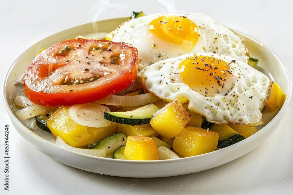 Savory Carb Buster Breakfast with Sliced Tomatoes and Fried Eggs Savory Carb Buster Breakfast with Sliced Tomatoes and Fried Eggs
