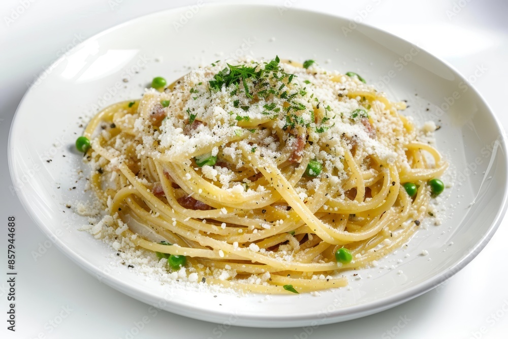 Vibrant Carbonara Cacio e Pepe Pasta with Green Peas and Pancetta Vibrant Carbonara Cacio e Pepe Pasta with Green Peas and Pancetta