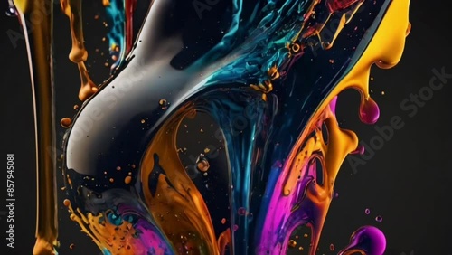 abstract explosion of metallic paint, suitable for backgrounds, liquid, fluid, made with AI generative