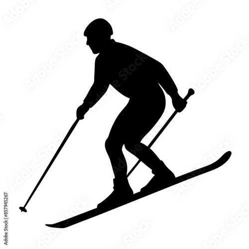 one Skier Silhouette Illustration Winter Sport
