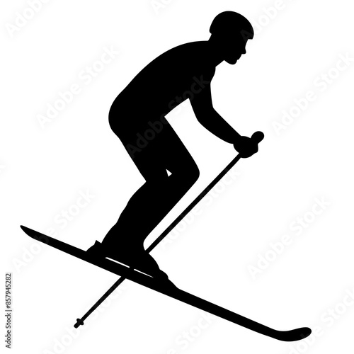 Skier Silhouette Illustration Winter Sport