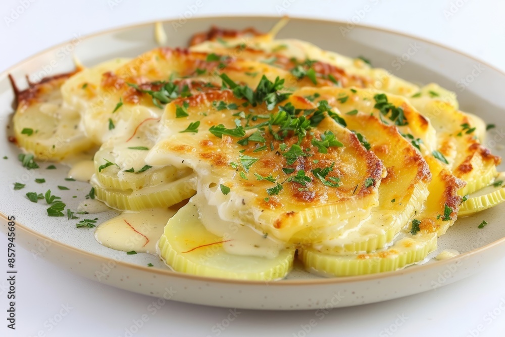 Decadent Celery Root and Potato Gratin with Saffron Cream Sauce Decadent Celery Root and Potato Gratin with Saffron Cream Sauce