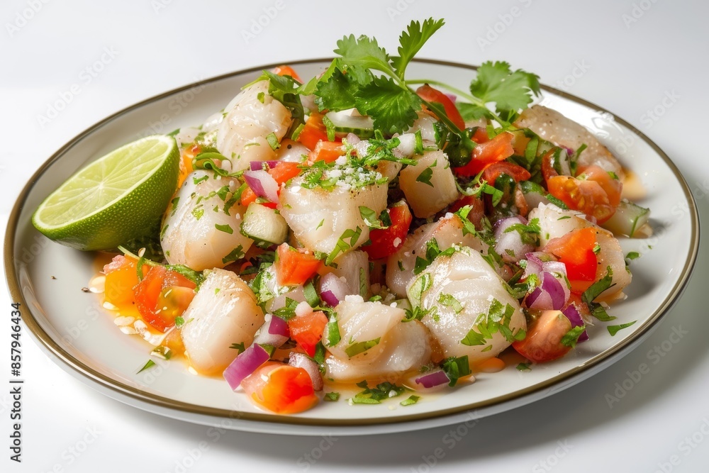 Exquisite Ceviche with Vibrant Lime Juice and Fiery Habanero Peppers Exquisite Ceviche with Vibrant Lime Juice and Fiery Habanero Peppers