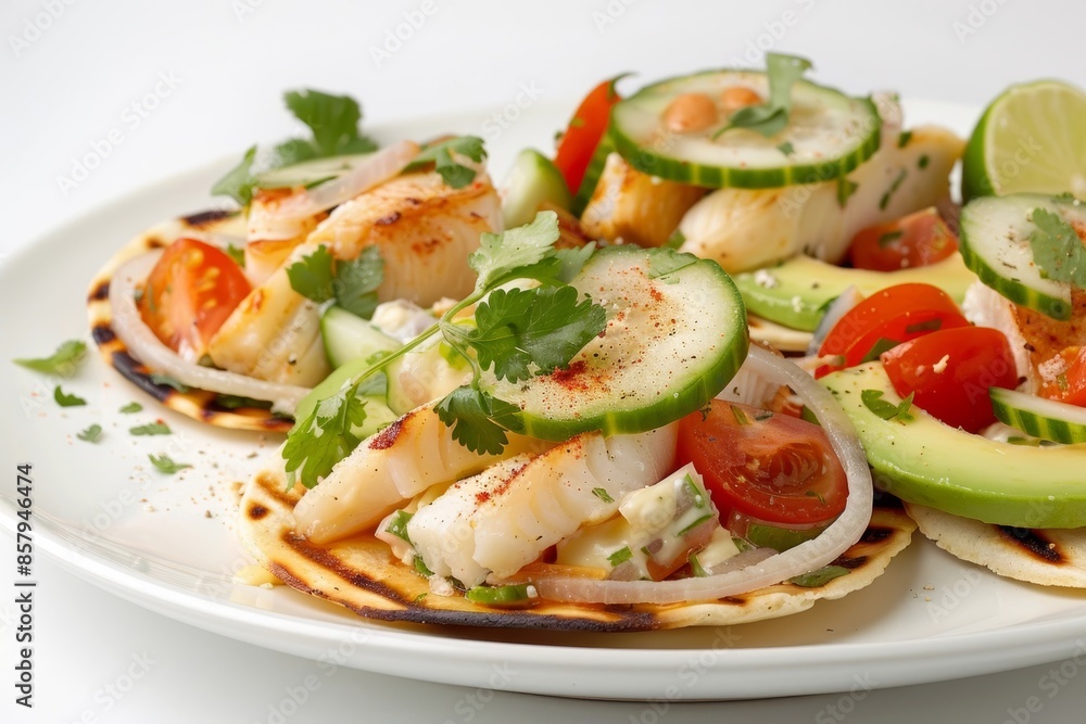 Delicious Tilapia Ceviche with Tomato, Cilantro, and Lime on Tostadas