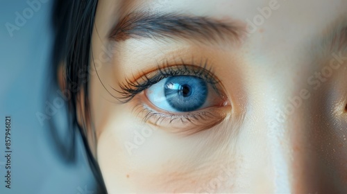 Close Up Of A Womans Blue Eye With Golden Specks And Long Eyelashes