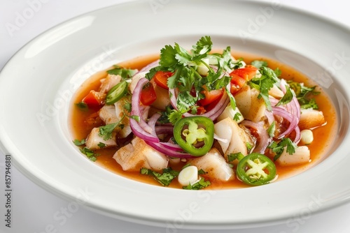 Fresh and Flavorful Whitefish Ceviche with Fiery Jalapenos and Aromatic Cilantro