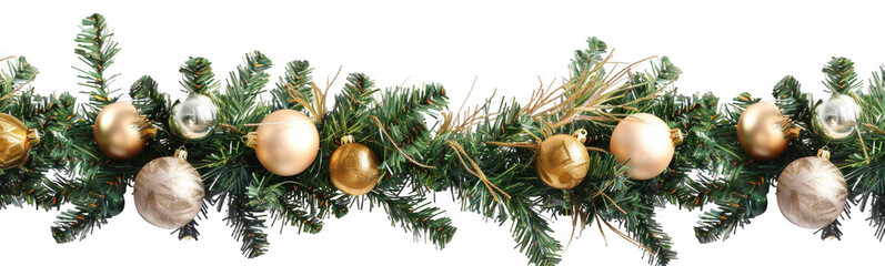 Christmas Garland with Golden Ornaments
