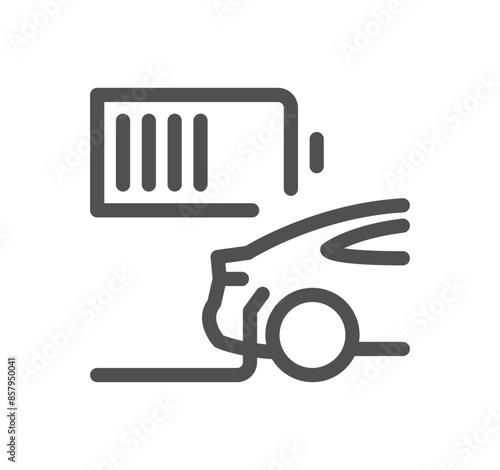 Car charging station related icon outline and linear vector.
