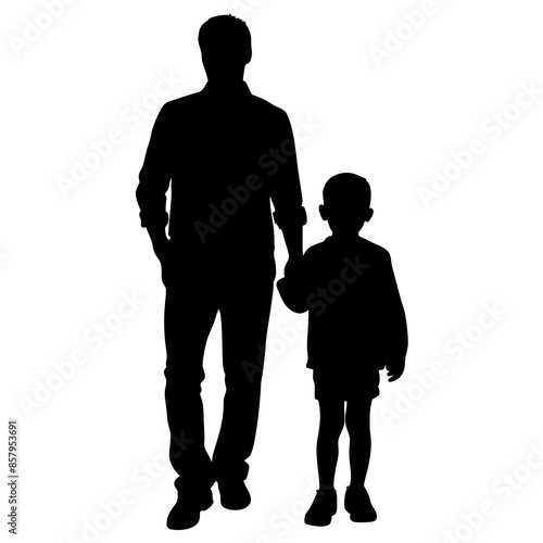 Father and Son Silhouette Vector Illustration