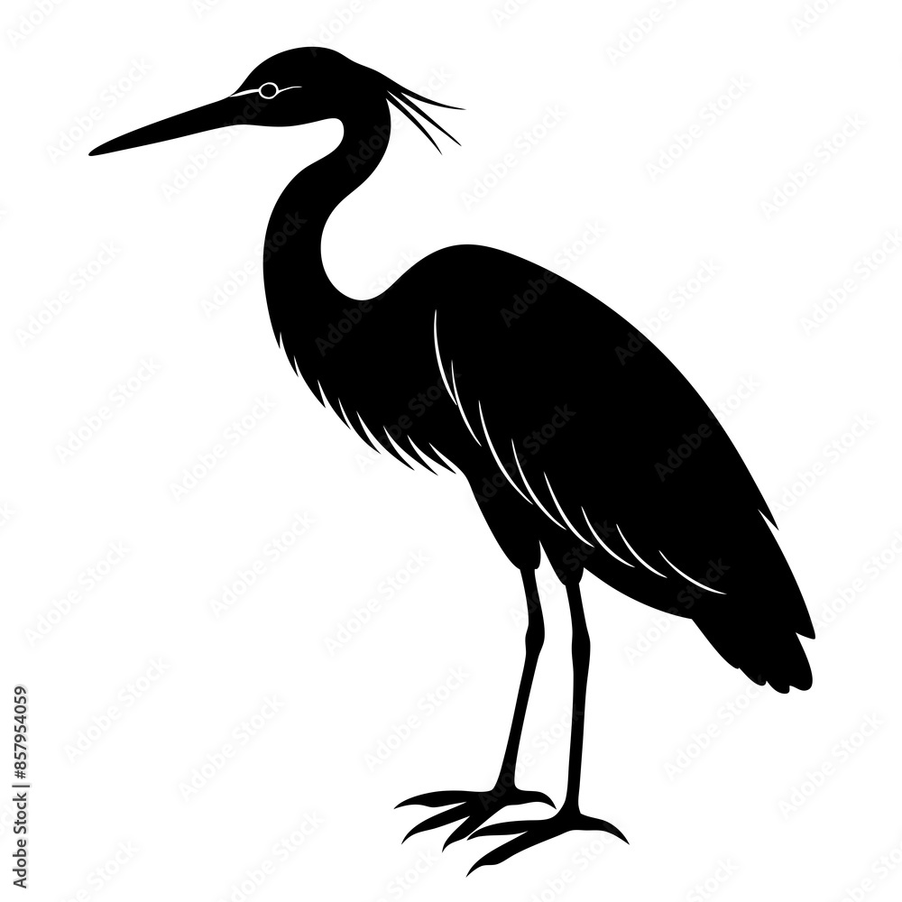 Obraz premium One crane bird silhouette vector illustration