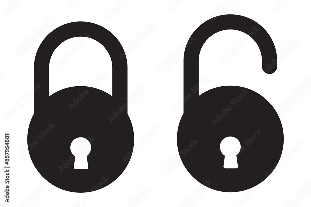 Lock icon, vector, silhouette set. Close and open lock icon, symbols. Lock symbol, vector. Safety icon, Security icon, vector, symbols. Vector illustration. Lock icon, vector, silhouette set. Close and open lock icon, symbols. Lock symbol, vector. Safety icon, Security icon, vector, symbols. Vector illustration.