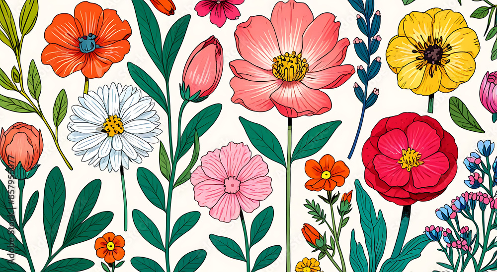 A series of botanical illustrations showcasing various species of flowers, with intricate details and vibrant colors
A series of botanical illustrations showcasing various species of flowers, with intricate details and vibrant colors