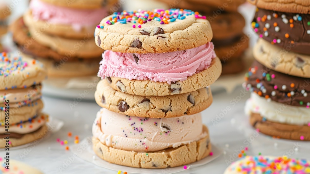 Making ice cream sandwiches with homemade cookies and sprinkles Making ice cream sandwiches with homemade cookies and sprinkles
