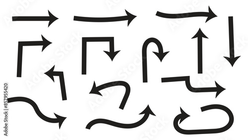 arrows pointing symbol set isolated on white background. graphic design element 