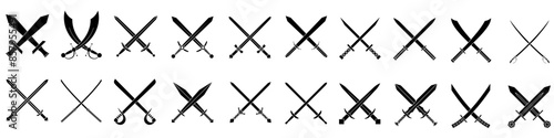 Sword icon vector set. saber illustration sign collection. weapon symbol. steel logo.